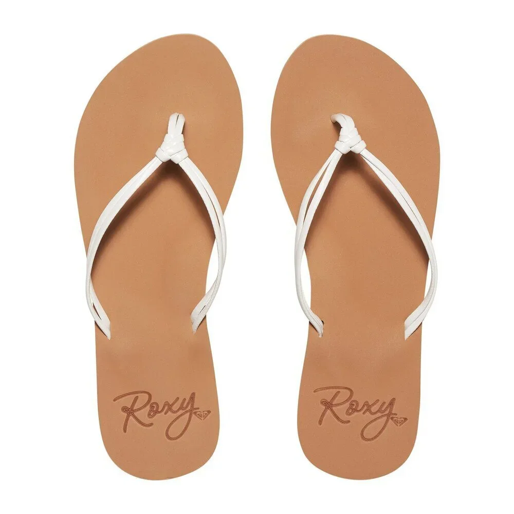Roxy Girl's RG Lahaina Flip Flop Sandals Flat White/Tan 5 M US Big Kid